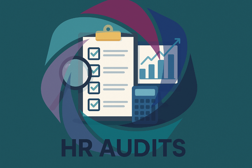 Small business owner reviewing HR compliance checklist with employee lifecycle audit documents